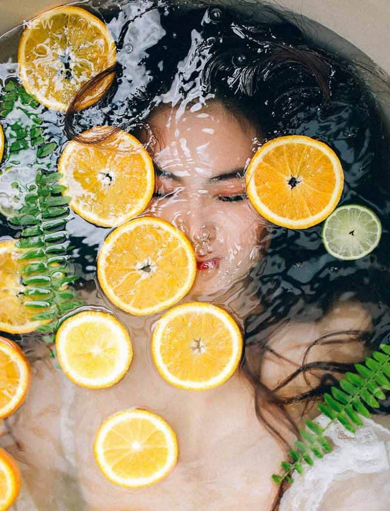 A guest receiving a citrus head spa and scalp treatment at Young & Beautiful Niagara Salon Spa
